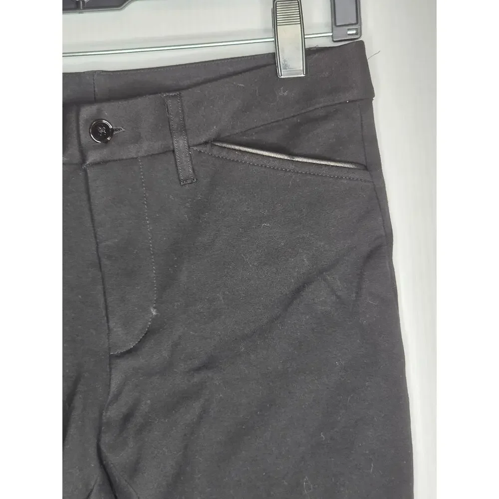 Ralph Lauren Size S Black Slim Fit Trousers With Leather-Look Trim